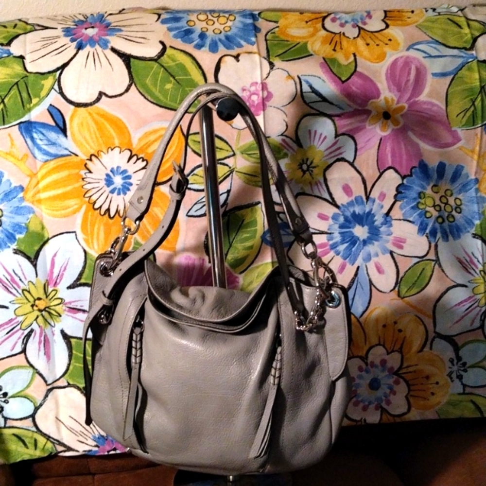 orYANY Danielle Italian Leather Convertible Shoulder/ Crossbody Bag In Gray
